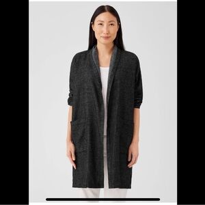 Women’s Black Open-Front Long Cardigan Coat
